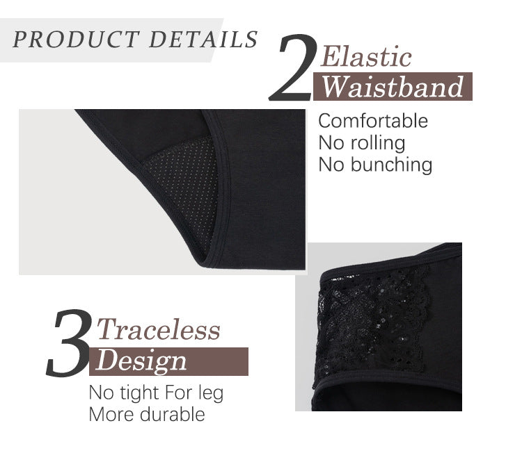 Women's Four-layer Leak-proof Menstrual Panties-free 1p noir